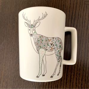 Starbucks 2017 Mosaic Reindeer Deer Stag Buck 12 oz Ceramic Coffee Cup Mug Tea